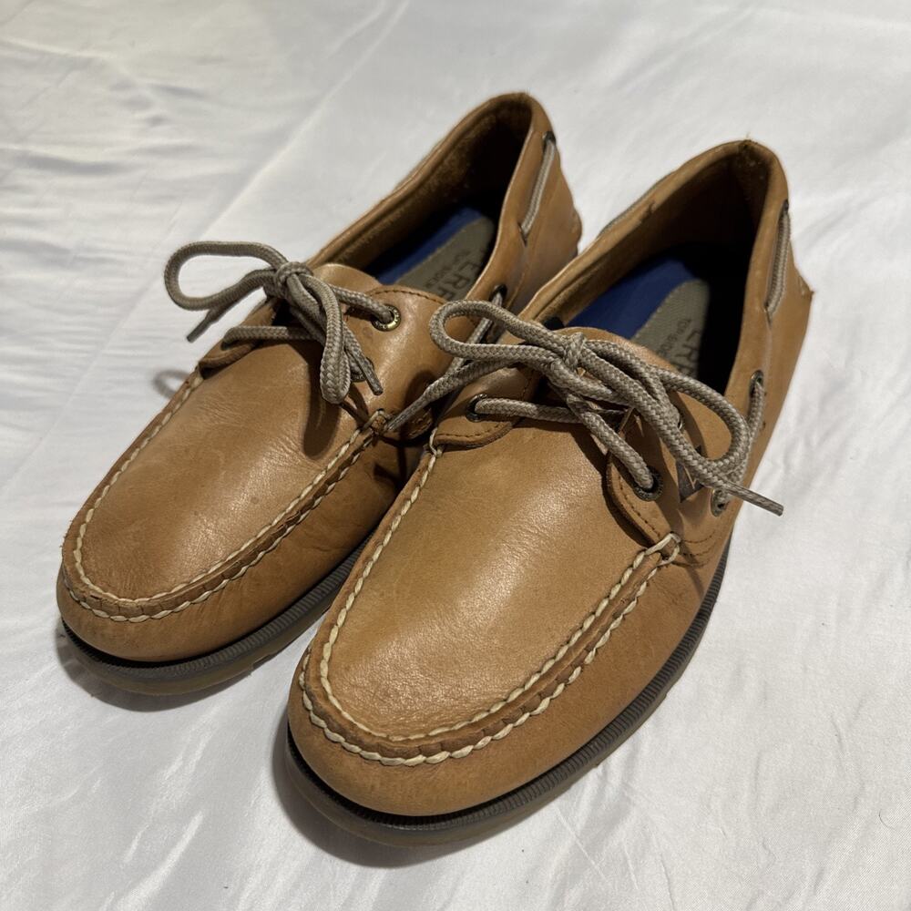 Size 8 M Sperry Top Sider Loafer Sahara 2-Eye Boat Shoes Tan Leather 0777894 Men